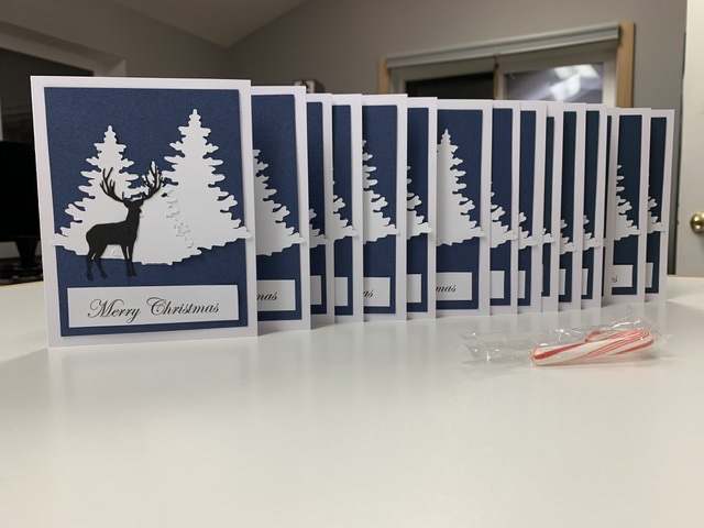2019 Christmas Cards with White Trees and black reighndeer