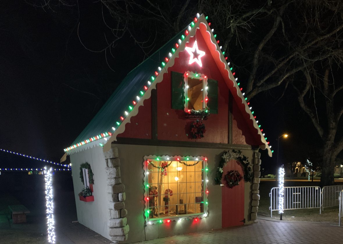 small Christmas house with Santa