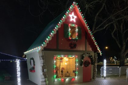 small Christmas house with Santa